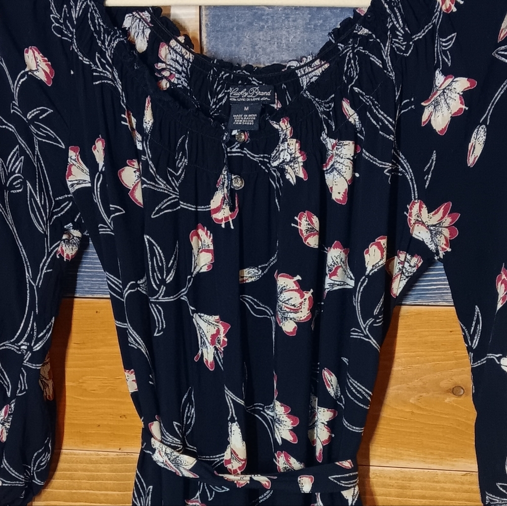Lucky Brand Floral Dress Navy M Prairie Core - Picture 4 of 7